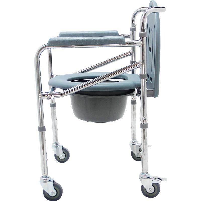 MN-DBY001 Liaison Moving Foldable Shower Commode Chair Toilet Wheelchair for Old People.