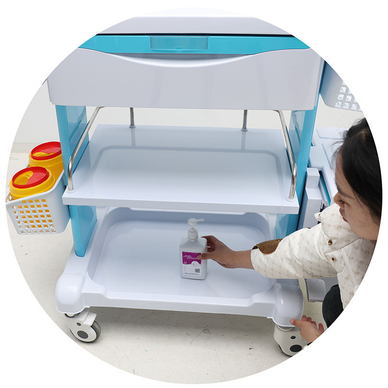 MN-TC010 Medical Furniture ABS Treatment Trolley Cart With Casters
