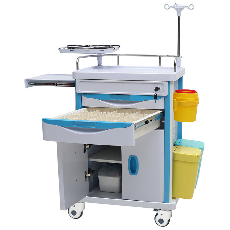 MN-EC002 Adjustable Multifunction ABS Plastic Hospital  Medical Trolley Emergency Trolley